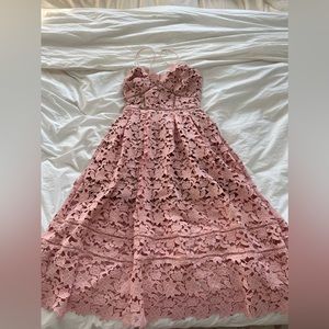 Self-Portrait Azaelea guipure lace midi dress Pink US 4